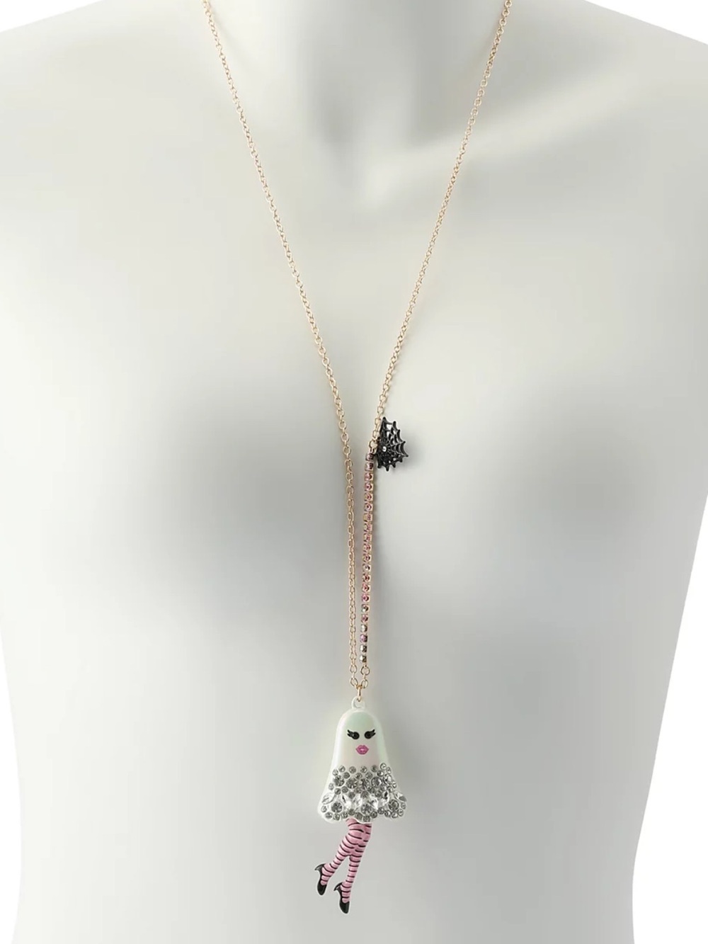 Betsey Johnson Girly Ghost Halloween Pendant Necklace New - Picture 6 of 7